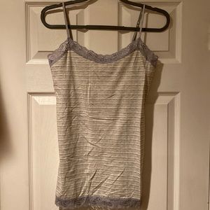 Gray/white stripped Lace Camisole